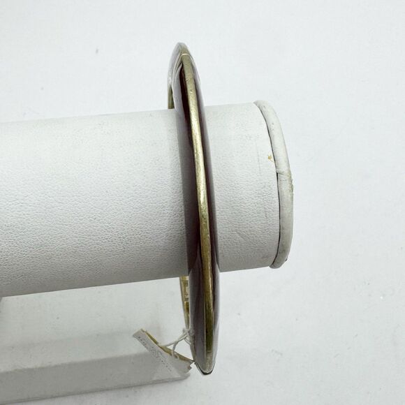 Lia Sophia NEW Burgundy Enamel Stretch Bangle Bracelet Fall Autumn Gold Tone - Picture 8 of 8